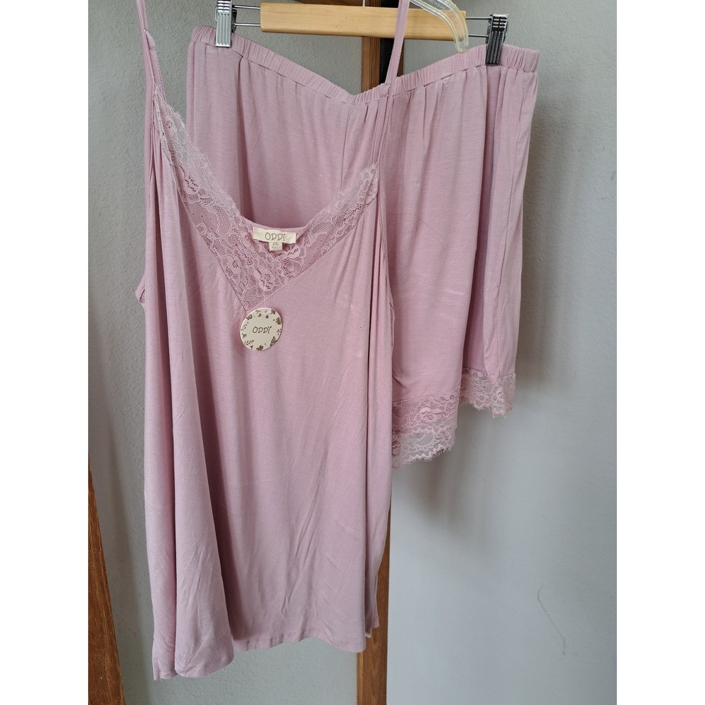 ODDI Mauve Pink Lace Trim V-Neck Cami Tank Top 2XL NWT